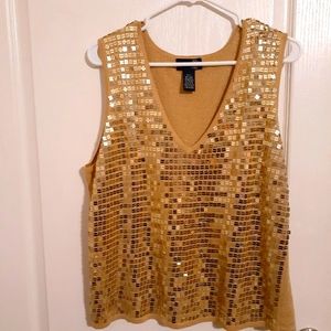 Gold Sequin Dressy Sleeveless Top